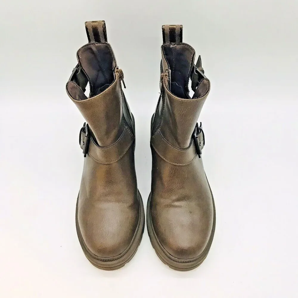 Rocket Dog Brown Conrad Ankle Boots Women's 6.5 Chunky Y2K Straps Buckles Bootie